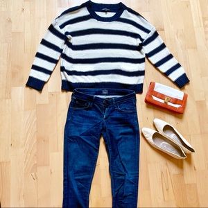 French Connection blue & ivory striped sweater